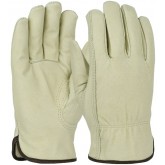 Premium Grade Top Grain Pigskin Keystone Thumb Leather Drivers Glove with Thermal Lining - Medium, Natural